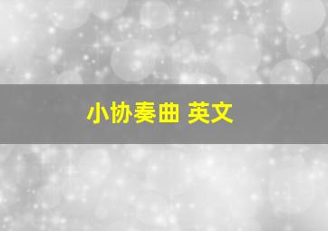 小协奏曲 英文